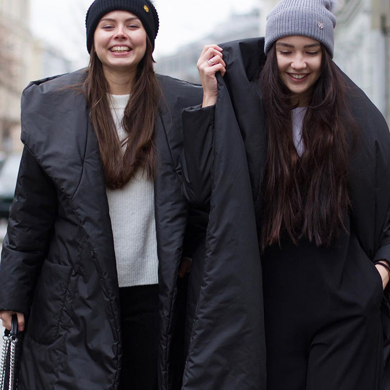 Snow Thickened Coat Hooded Belt Long Cotton Padded Jacket Women