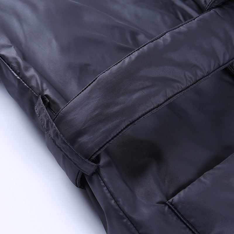 Snow Thickened Coat Hooded Belt Long Cotton Padded Jacket Women