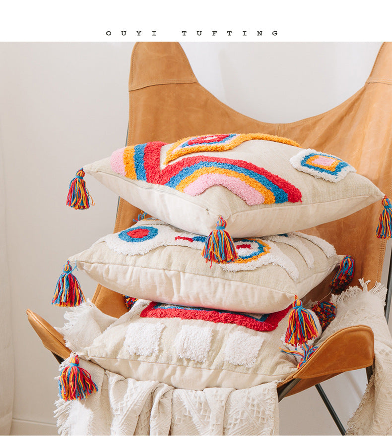 Geometric tassel pillowcase