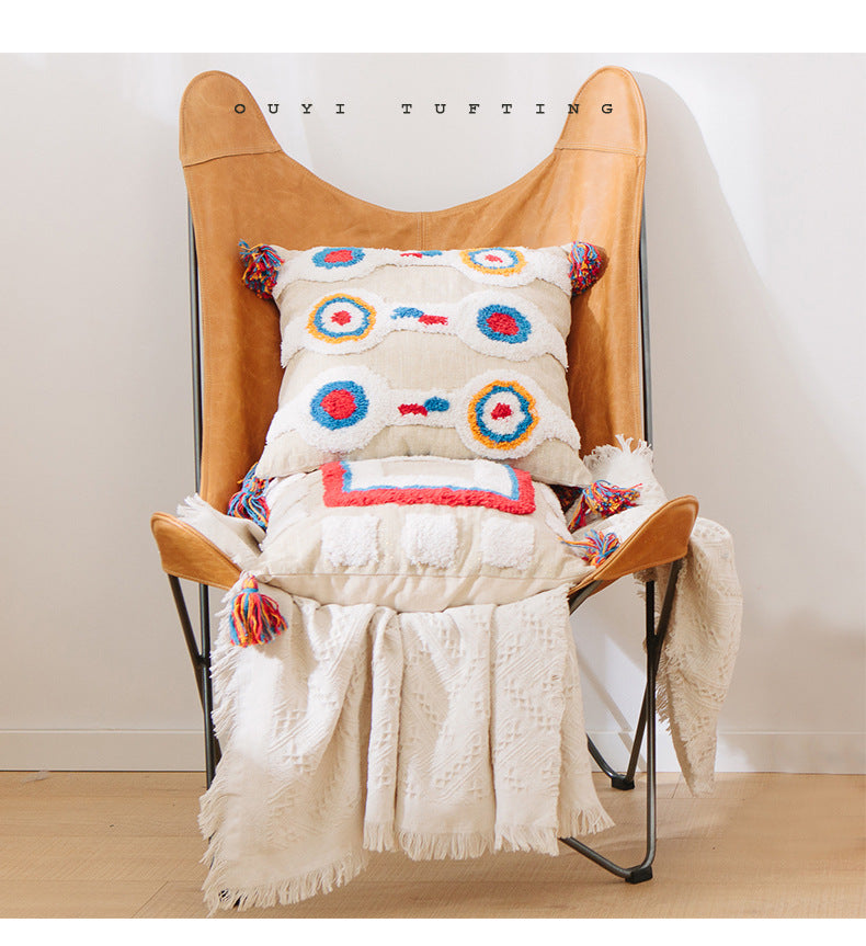 Geometric tassel pillowcase