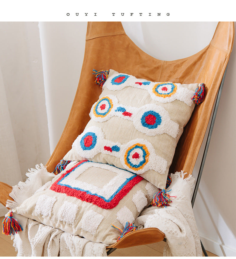 Geometric tassel pillowcase