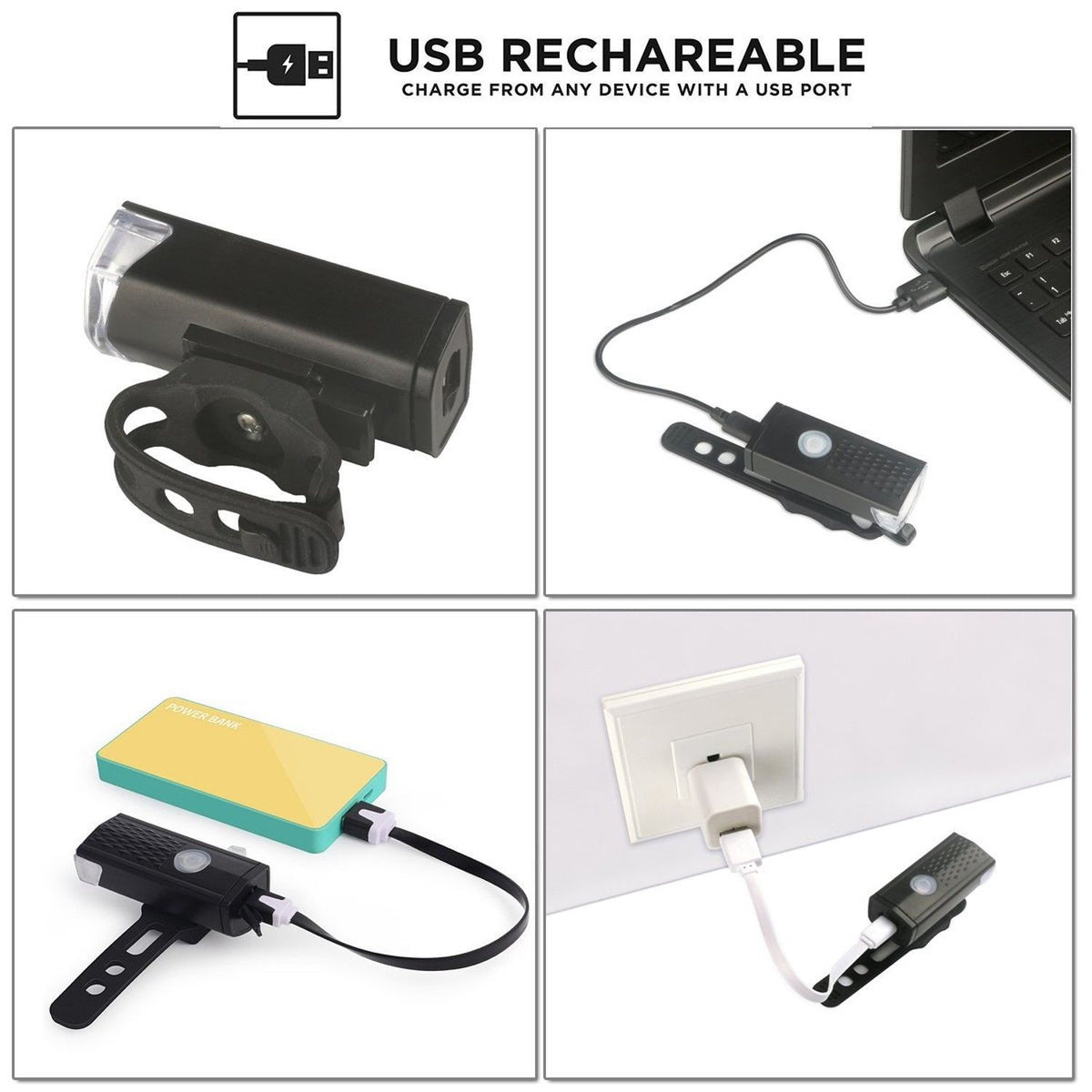Bicycle headlight USB rechargeable