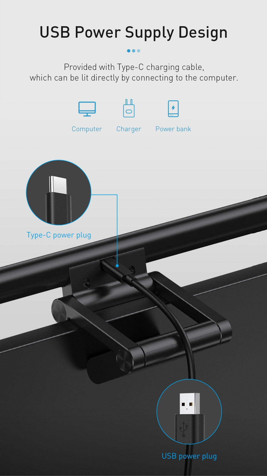 USB electrodeless dimming screen hanging lamp