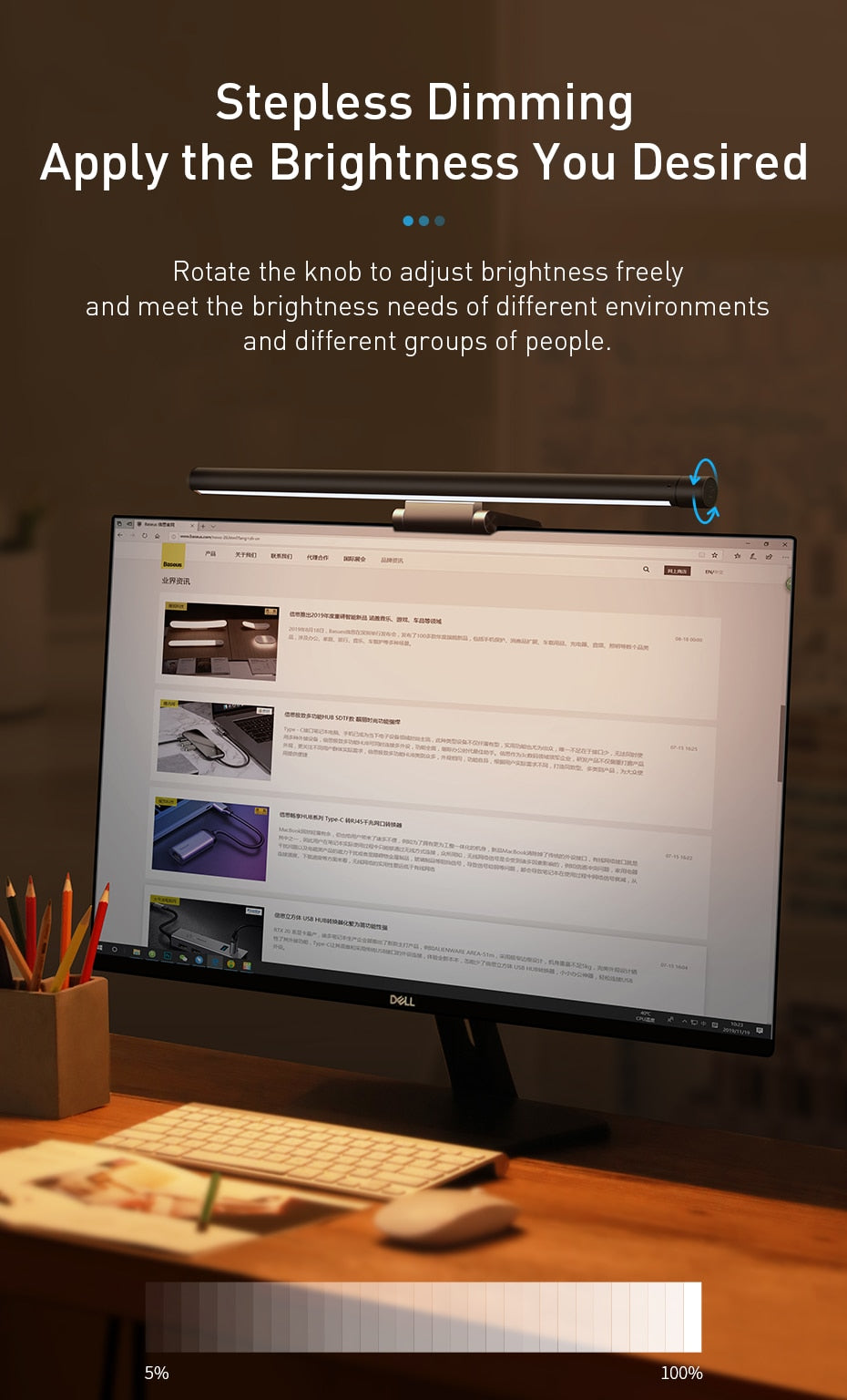 USB electrodeless dimming screen hanging lamp