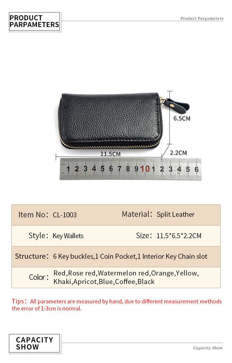 Leather men's card holder car key case