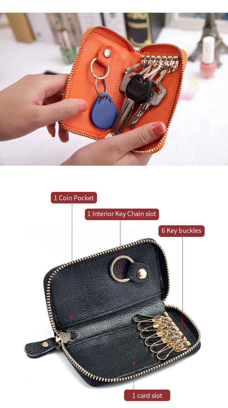 Leather men's card holder car key case