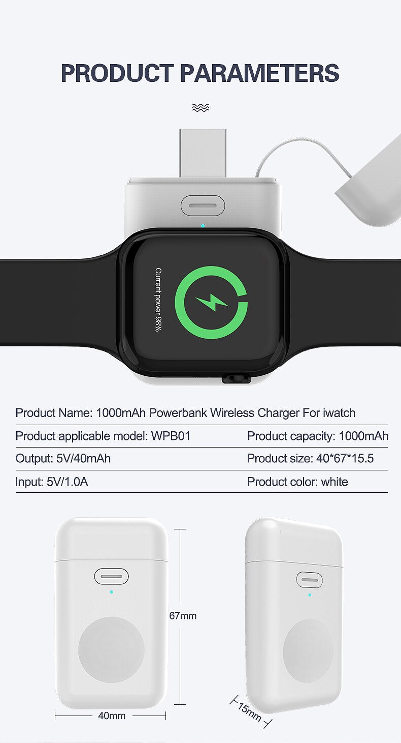 Smart watch mini portable charger