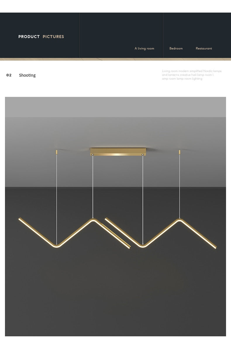 LED Chandelier Minimalist Design for Living Room Bedroom Kitchen Creative Art Wall Suspension Light Fixtures