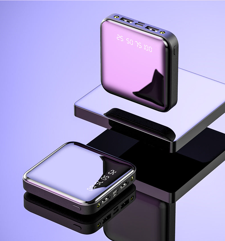 Mini Power Bank 20000 MAh Portable Mirror Digital Display Power Bank