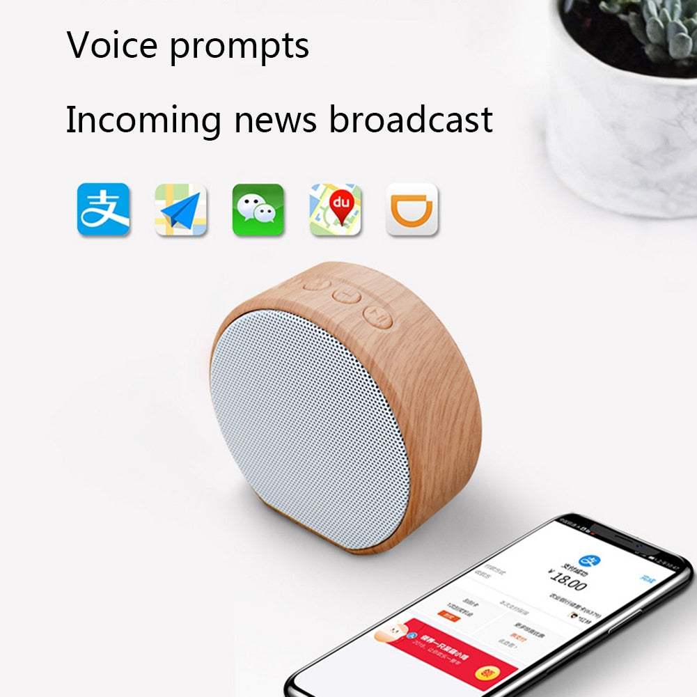 Mini Wood Bluetooth Speaker Portable Outdoor Wireless Support AUX TF