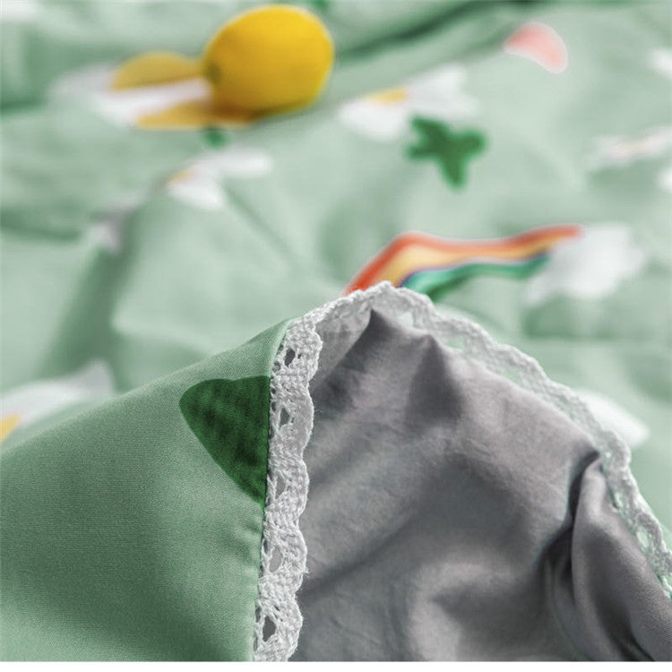 Spring green Rainbow Flower Clip cotton summer cool quilt delicate lace household children''s summer quilt single double air conditioner quilt