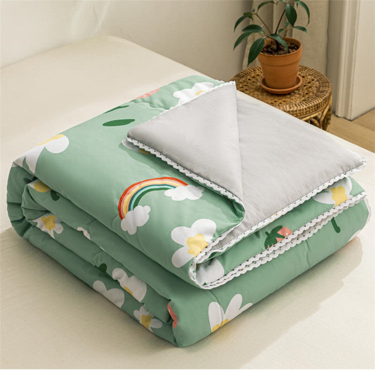 Spring green Rainbow Flower Clip cotton summer cool quilt delicate lace household children''s summer quilt single double air conditioner quilt