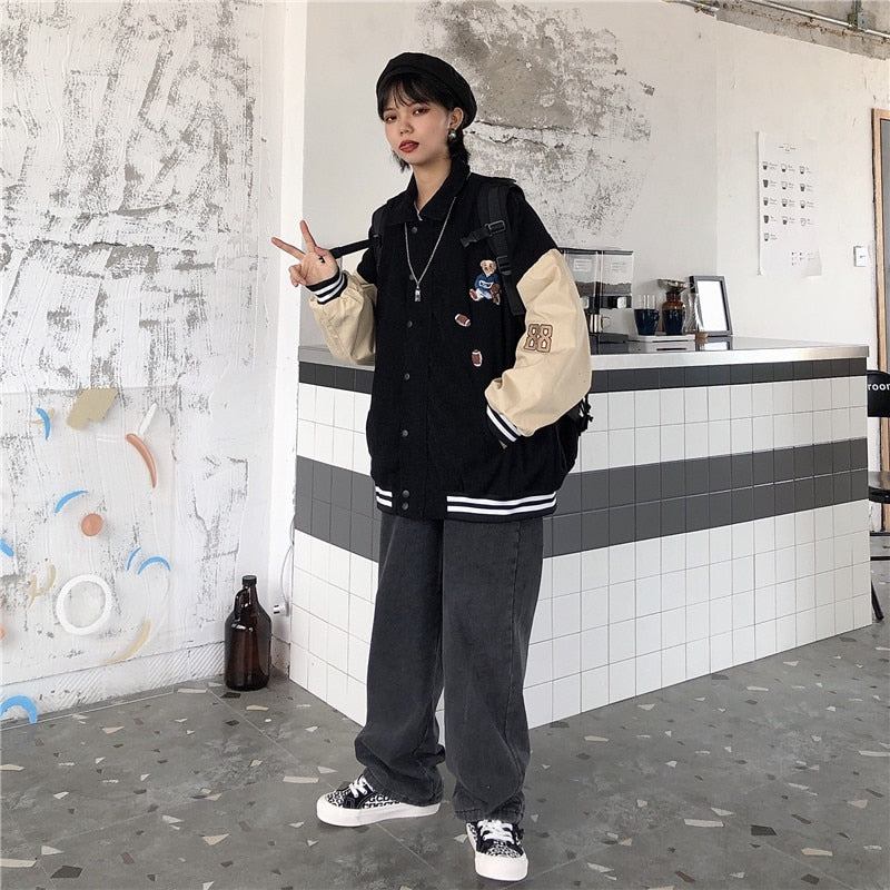 Women Baseball Uniform Autumn Coat Jacket High Street Style