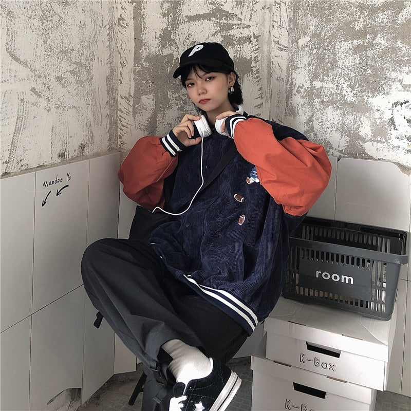 Women Baseball Uniform Autumn Coat Jacket High Street Style