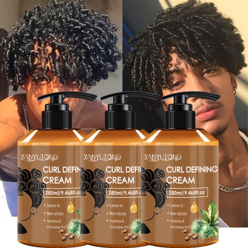 Curl Setting Cream with Castor Oil 280ml – Moisturizing Long-Lasting Curl Definition & Frizz Control, Non-Greasy Lightweight 