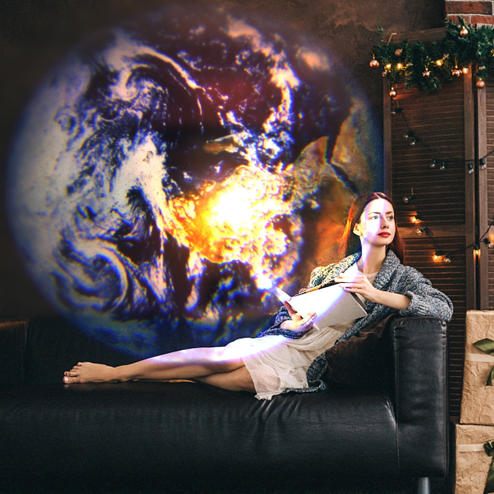 2 In 1 Star Projector Earth And Moon Projection Lamp 360 Rotating Bracket USB Led Night Light For Bedroom Decoration