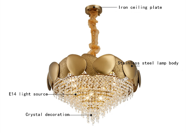 Stainless Steel Living Room Ceiling Crystal Chandelier