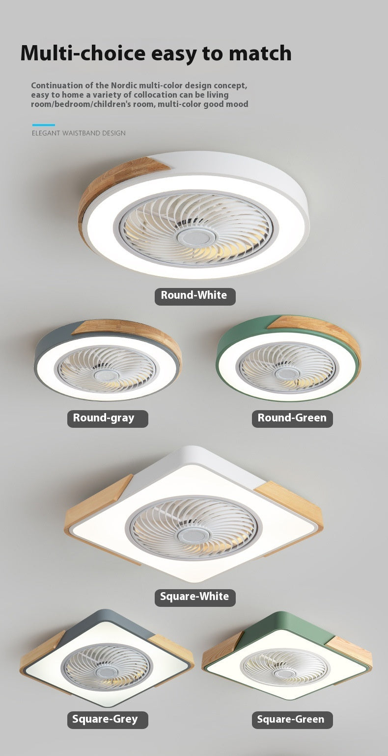 Solid Wood Ceiling Fan Lamp Bedroom Invisible Dining Room Ceiling Fan Lights