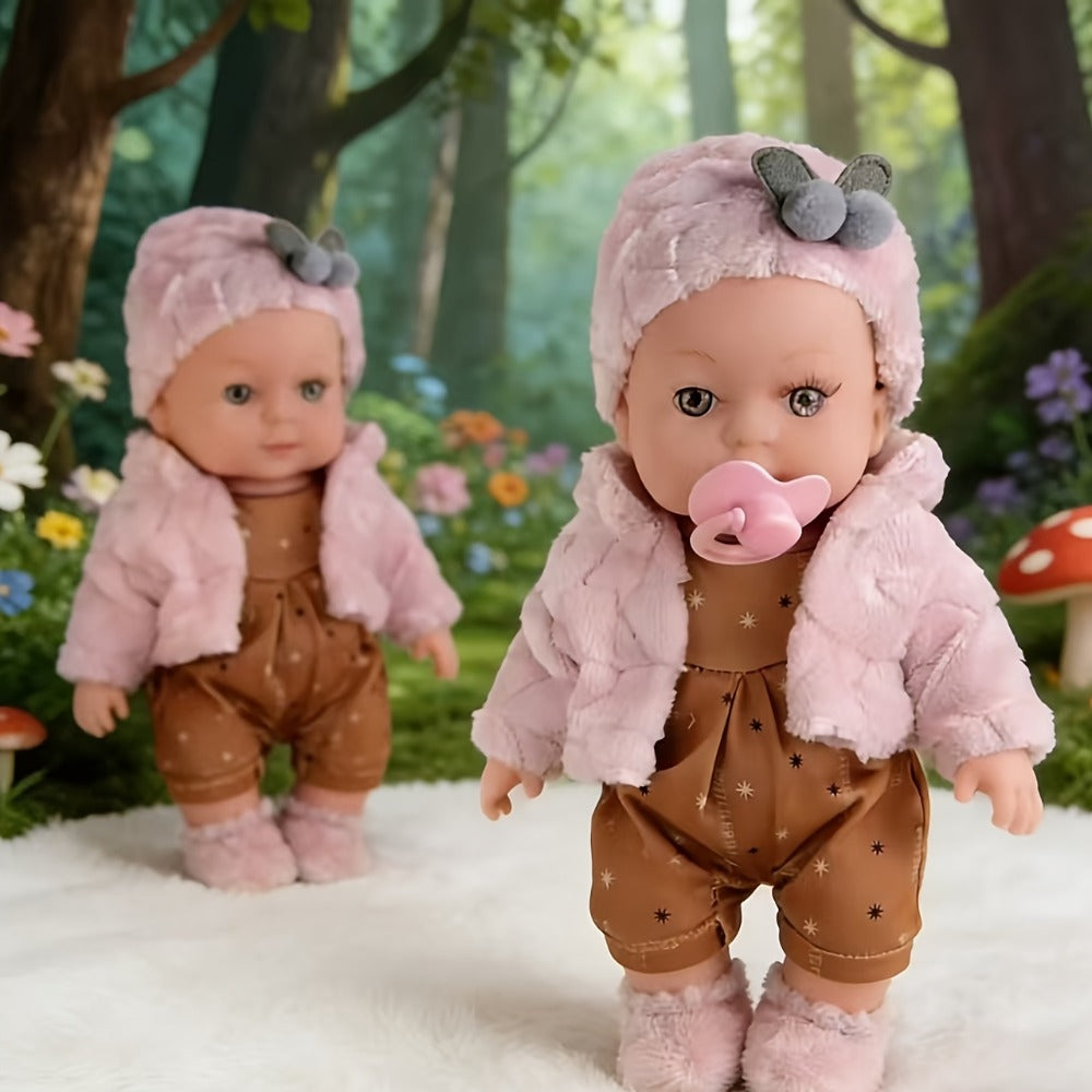 Reborn Doll, 12-Inch Mini Figure with Pink Hat, Socks, Clothing and Optional Pacifier Sets — image 7