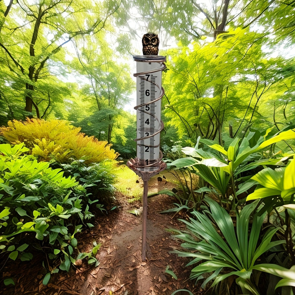 Rain Gauge | Owl Garden Art Metal Frame Outdoor Yard with Cleaning Brush — image 5