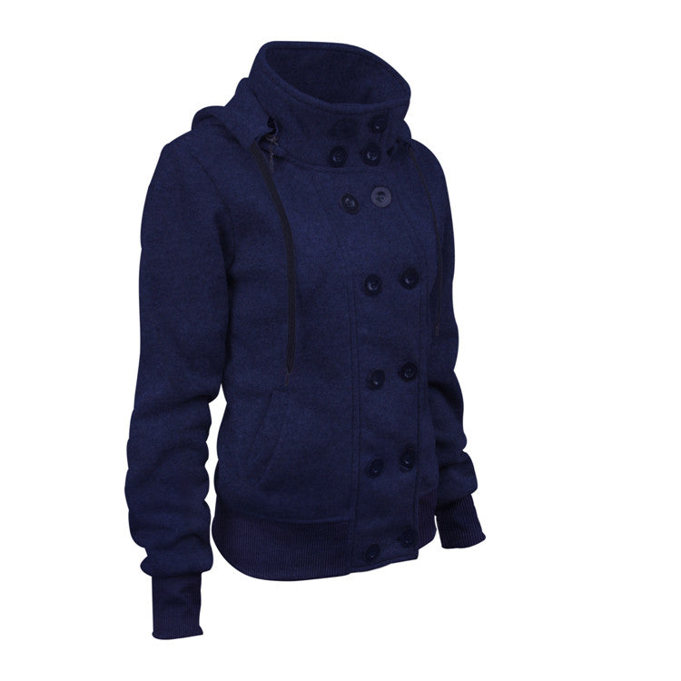 Autumn and winter new AliExpress best selling Double-breasted detachable hooded jacket Thick warm cotton coat women