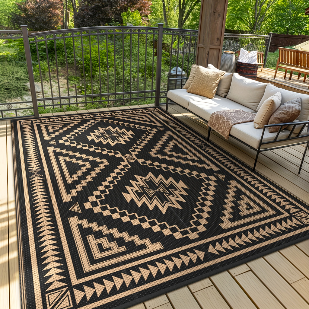 Outdoor Reversible Plastic Straw Rug for Patio Deck RV Camping – Waterproof UV-Resistant Lightweight Mat, Multiple Sizes & Co