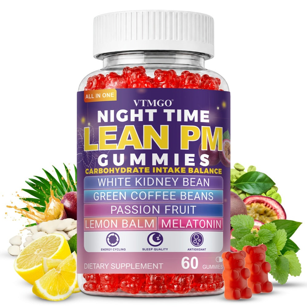 Sleep Gummies with Melatonin, Lemon Balm & Passionflower, Night Time Lean PM Formula, White Kidney Bean — image 1