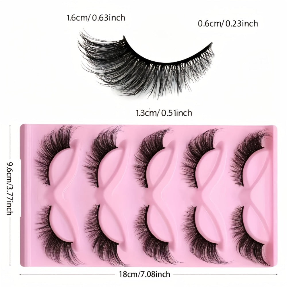 Wispy Cat-Eye False Eyelashes, 30-Piece Pack with Clear Bands in Stacked Pink Storage Trays — image 10