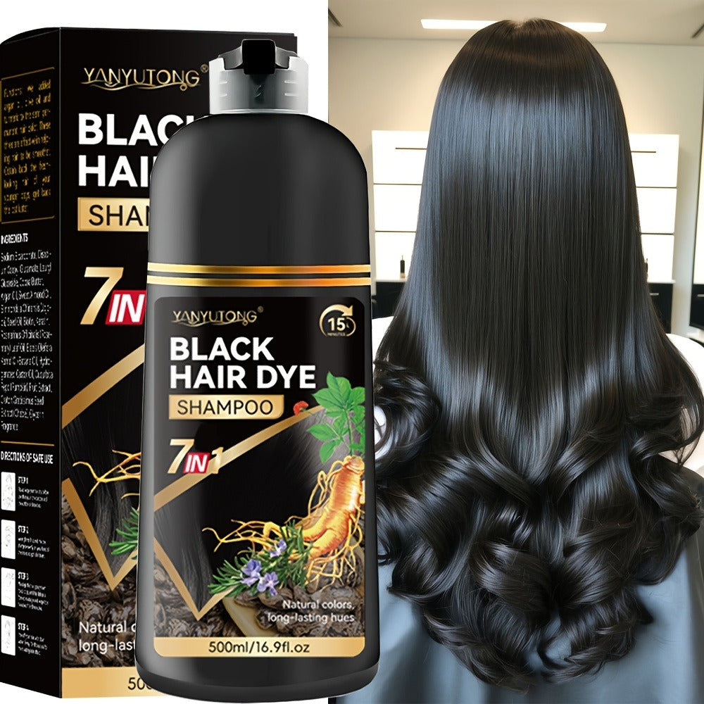Hair Dye Shampoo Natural Plant Pigments, Covers Gray Hair Fast in 1 Wash, 16.91oz Color Shampoo in Black — image 9