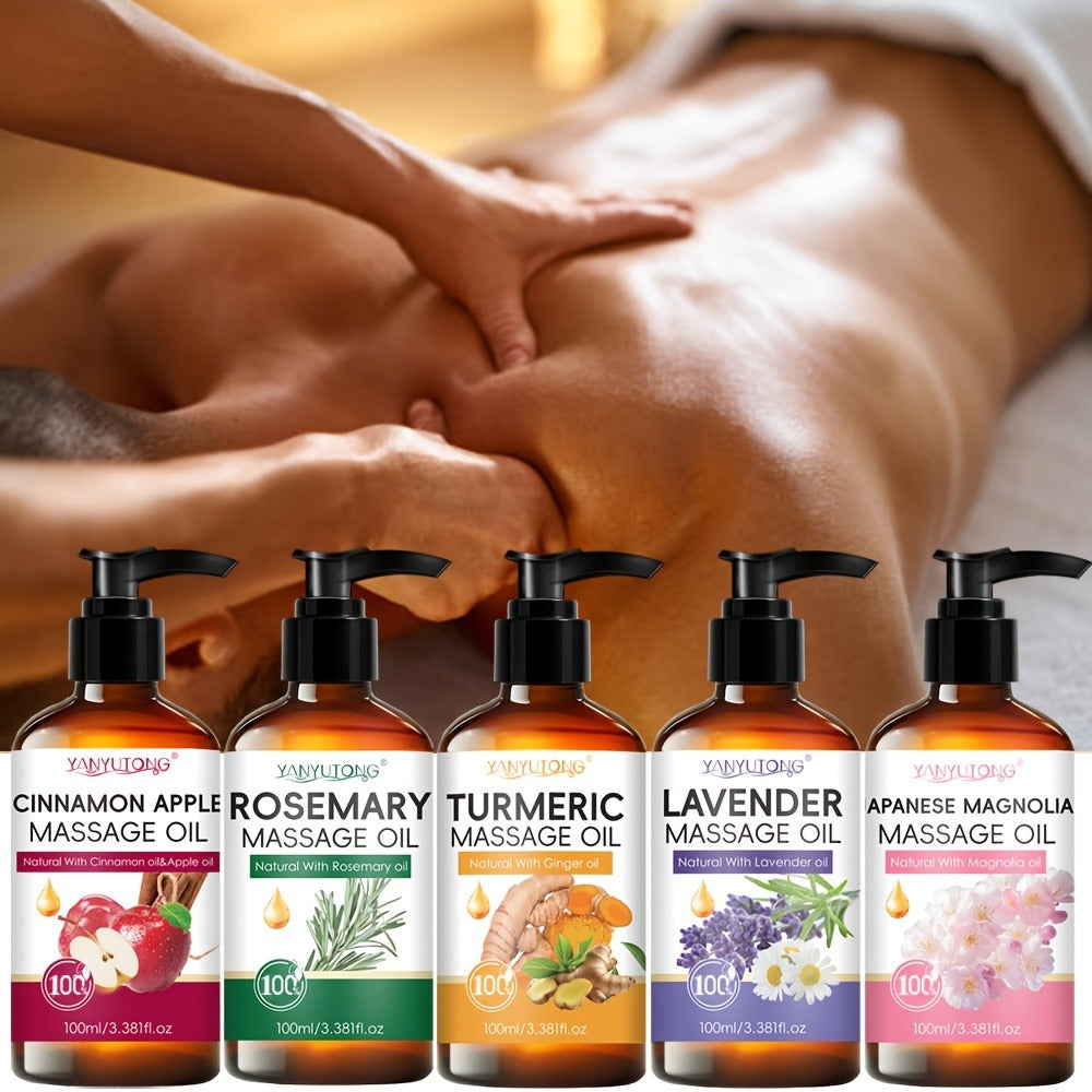 100 ml Pump-Bottle Massage Oil in Lavender, Sakura, Cinnamon Apple or Rosemary, Plus Five-Bottle Gift Set — image 6