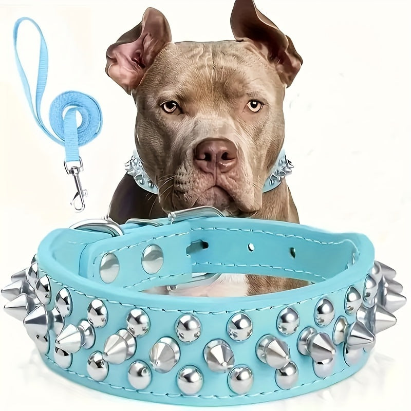 Rivet-Studded Dog Collar and Matching Leash Set with Metal Buckle, Five Colors and XS–XXL Sizing — image 13