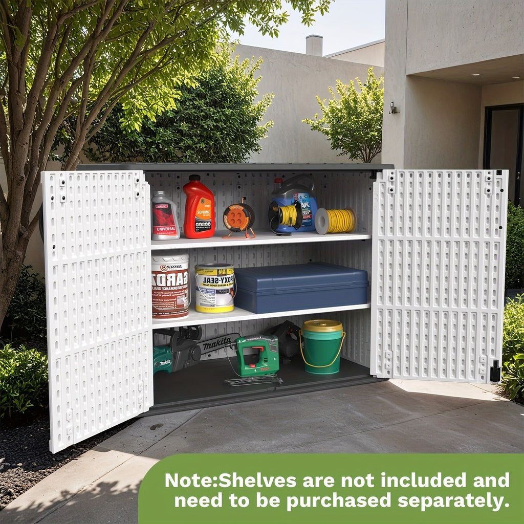 Resin Outdoor Storage Cabinet and Shelf Options in White or Beige with 4 x 2 Ft Shed Sizes — image 16