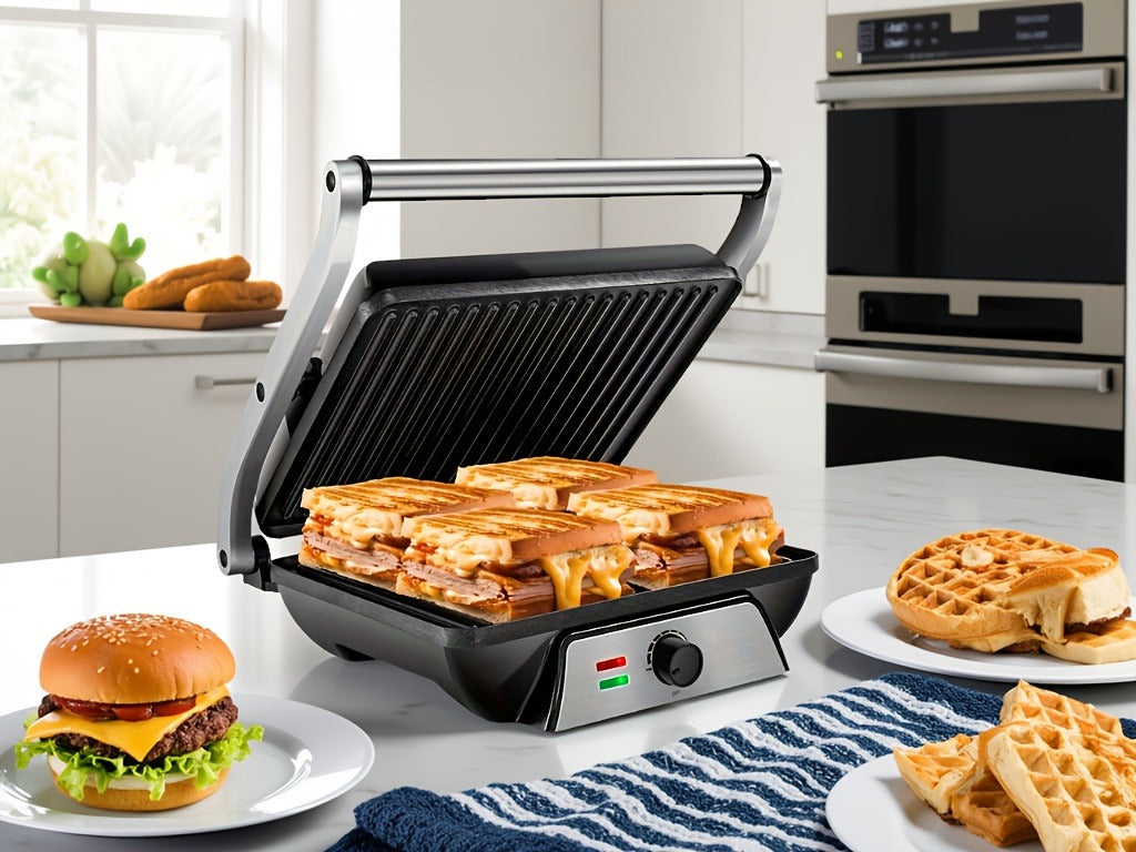 Sandwich Maker 3-in-1 Mini Indoor Grill & Panini Press, Non-Stick 180° Opening, Floating Hinge, 60-Min Timer — image 21