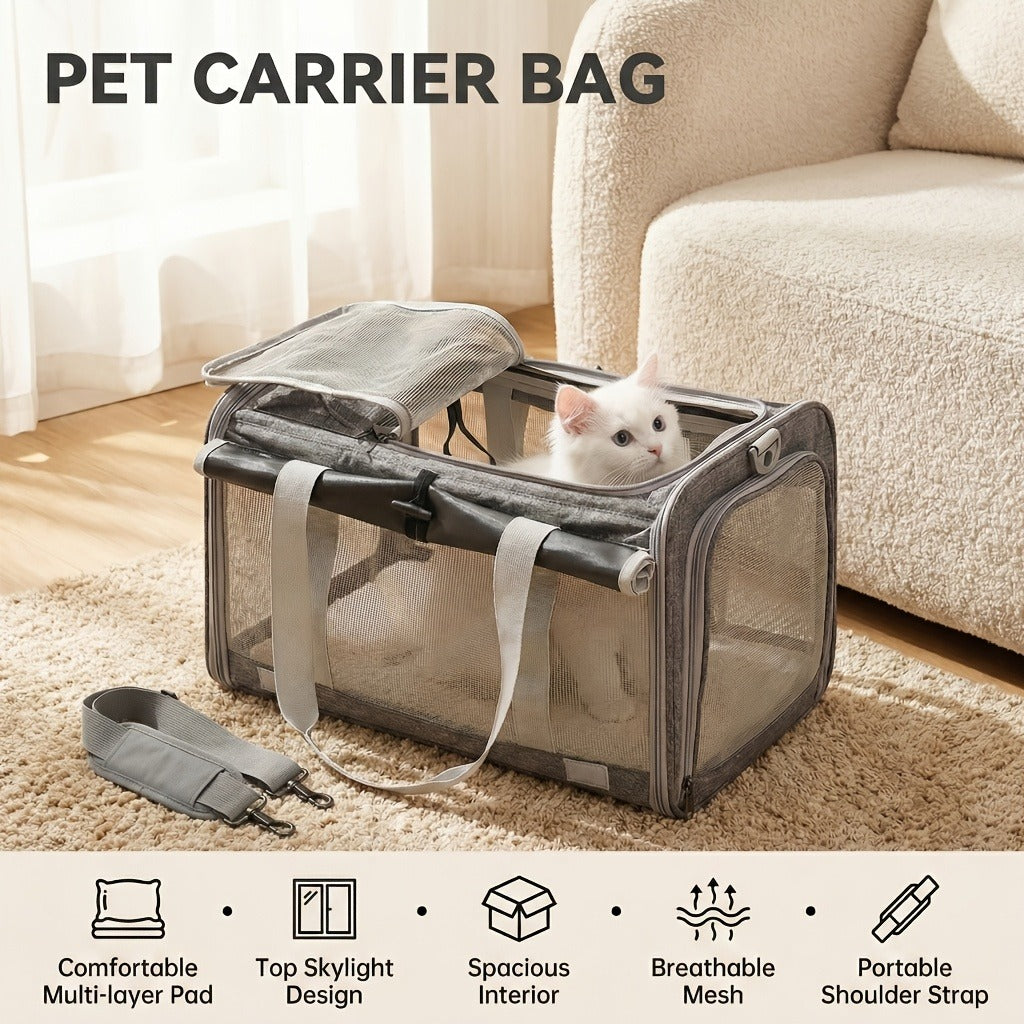Soft-Sided Mesh-Panel Pet Carrier with Privacy Cover and Nine Color or Accessory Bundle Options — image 7