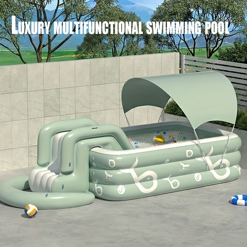 Inflatable Swimming Pool Set with Sunshade, Slide & Canopy, Family Backyard Pool, Multiple Sizes — image 20