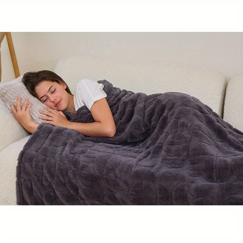 Raised Geometric Throw Blanket in White, Blue or Grey with 40 x 60, 60 x 80 and 80 x 90-Inch Size Options — image 19
