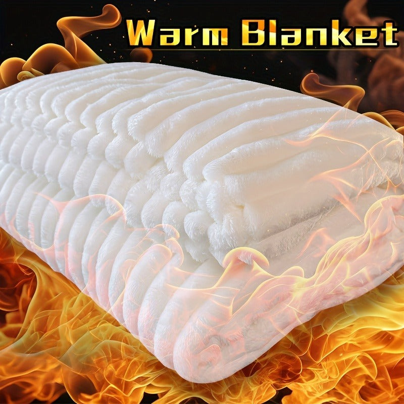Fleece Blanket Double-Sided 3D Faux Rabbit Fur Throw – Ultra-Soft Thick 300-350g/m² for Home, Office, Travel & Camping — imag