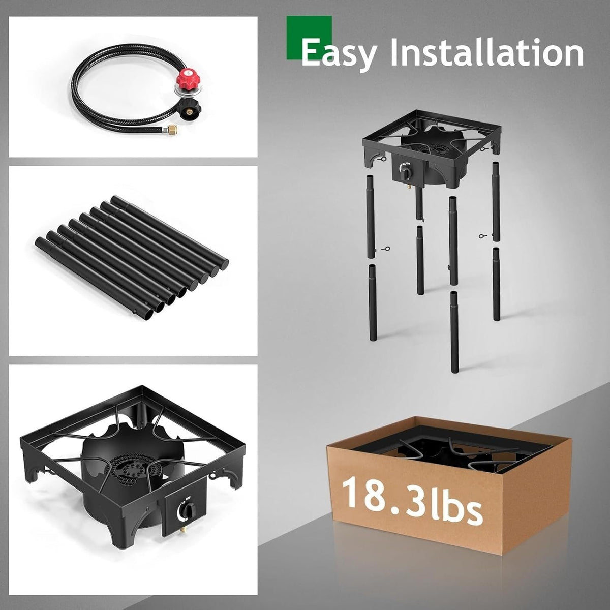 Outdoor Propane Burner Stand with One- or Three-Burner Layout, Removable Legs and 0–20 PSI Regulator Hose — image 18