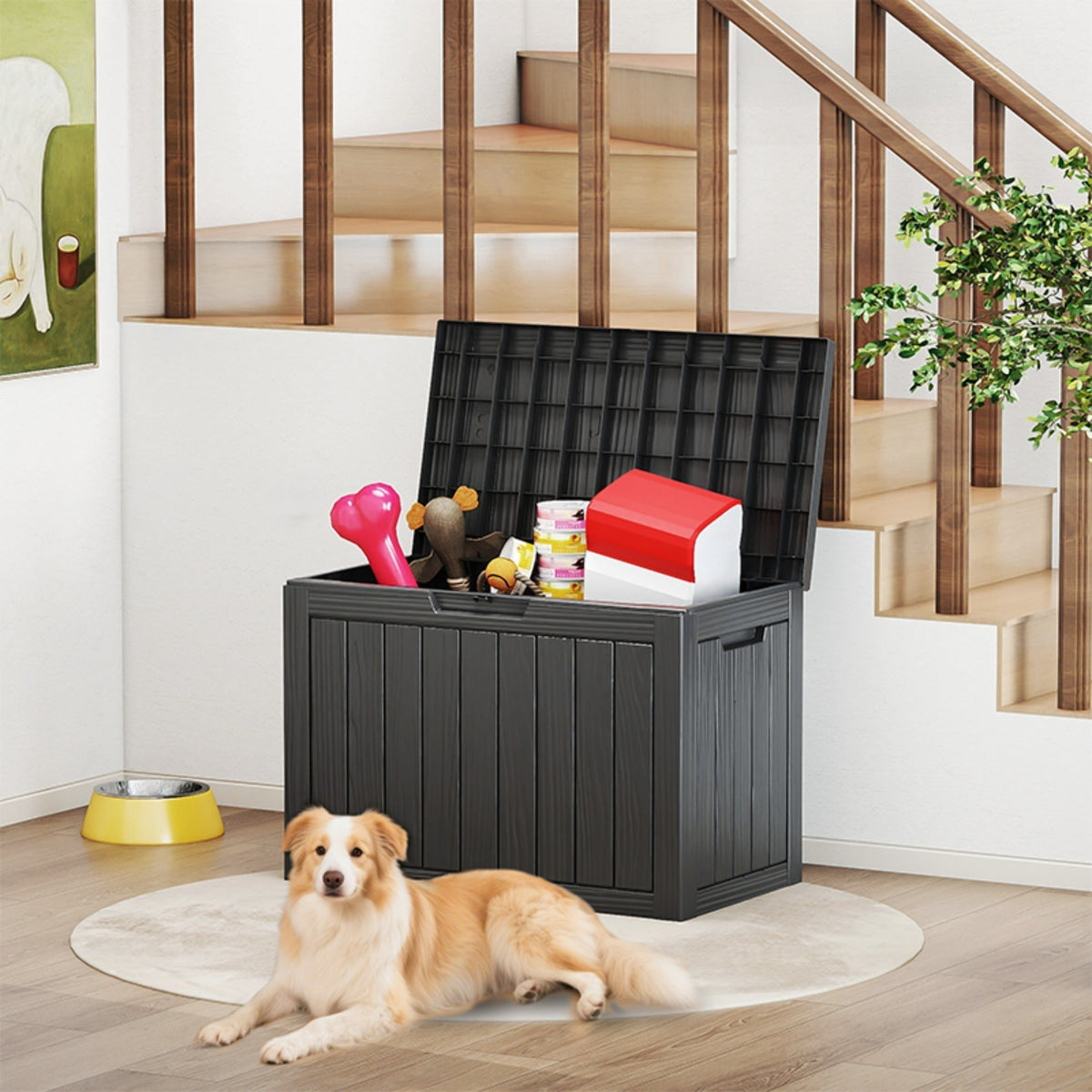 Outdoor Resin-Style Deck Box in 35- or 45-Gallon Sizes with Lockable Lid, Side Handles and Two Colors — image 16