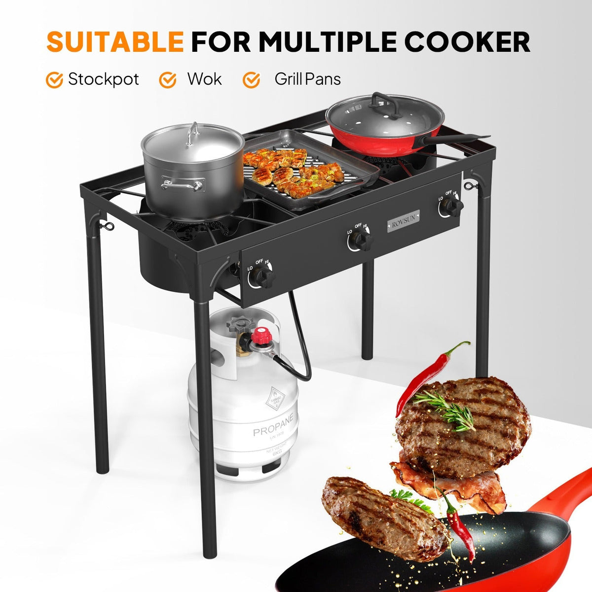 Outdoor Propane Burner Stove Cast Iron High Pressure Gas Cooker with Detachable Stand Legs — image 18