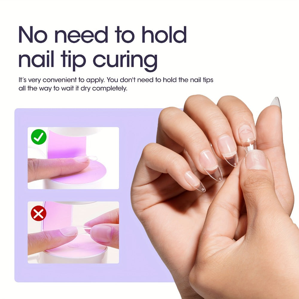 Press-On Nail Glue Gel Kit 30g with UV Lamp – Strong Long-Lasting Solid Nail Glue, 60ml Remover & Buffer for False Nails — im
