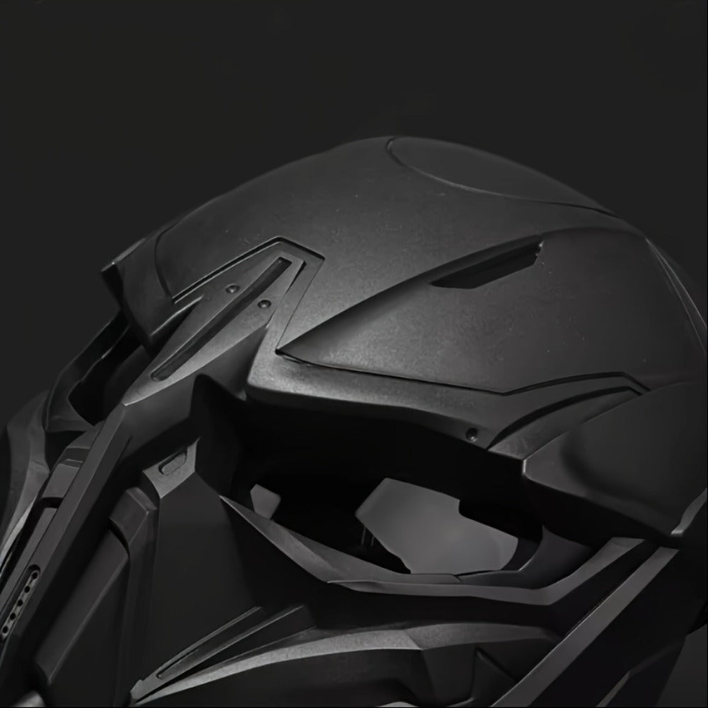 Black Mechanical Costume Mask with Sculpted Lower-Face Panel, Dark Eye Visor and Side Vent Details — image 3