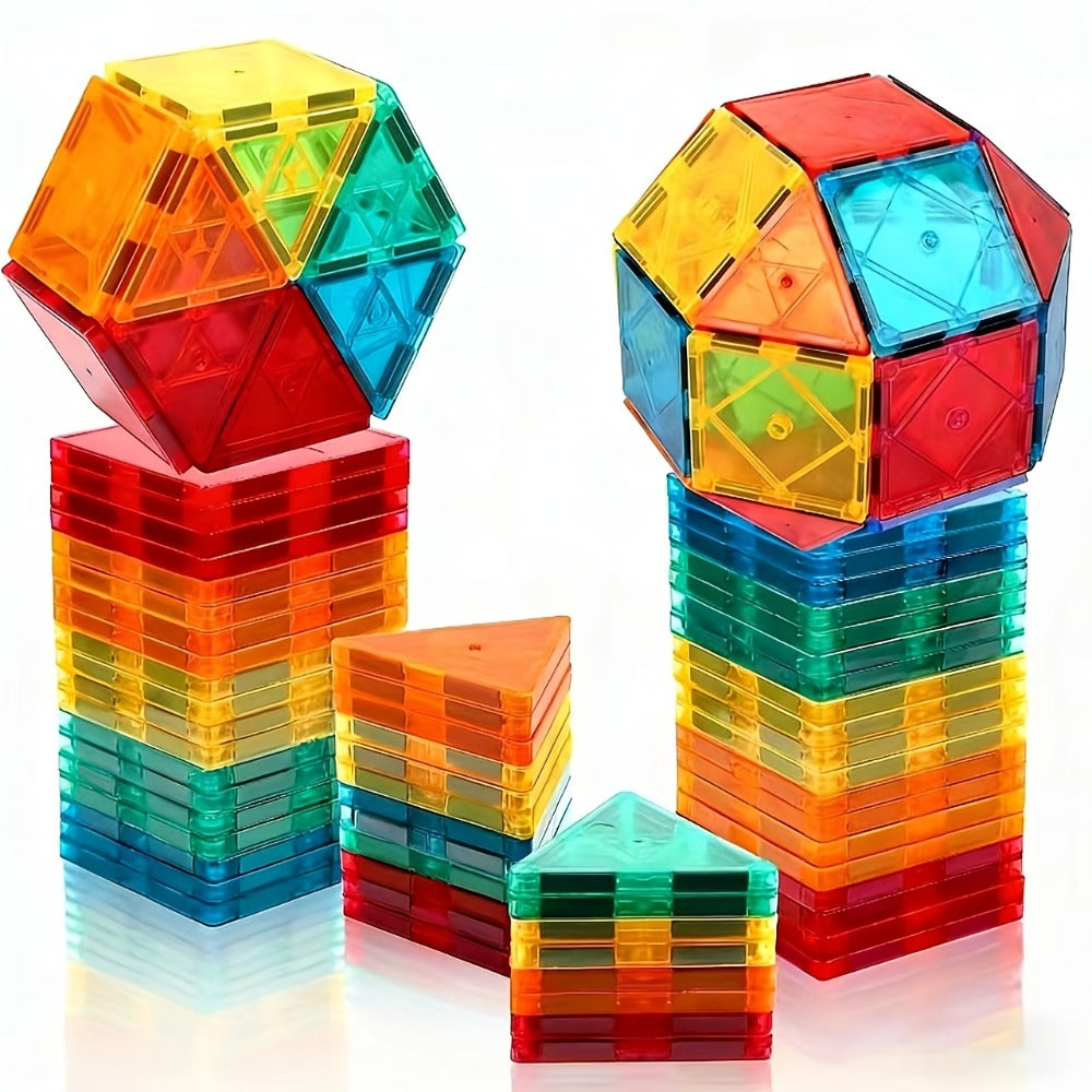 Magnetic Tiles 34-Piece Translucent Starter Building Set with Squares, Triangles, Gates and Window Shapes — image 3
