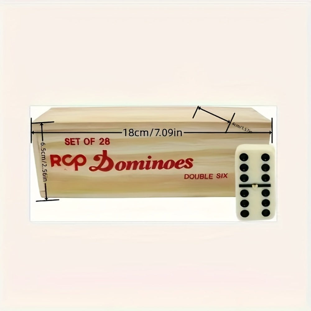 Double 6 Dominoes Set 28pcs in Wooden Case – Classic Family Board Game for Game Night Gatherings Kids Adults Gift — image 7