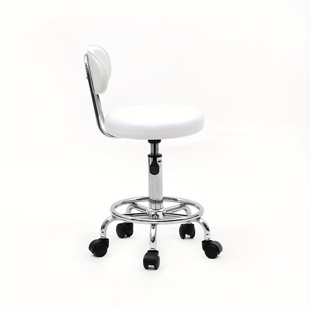 Adjustable Salon Stool with Back 360 Swivel PU Leather Cushioned Round Seat Chair for Salon Barber Spa Esthetician Home Offic