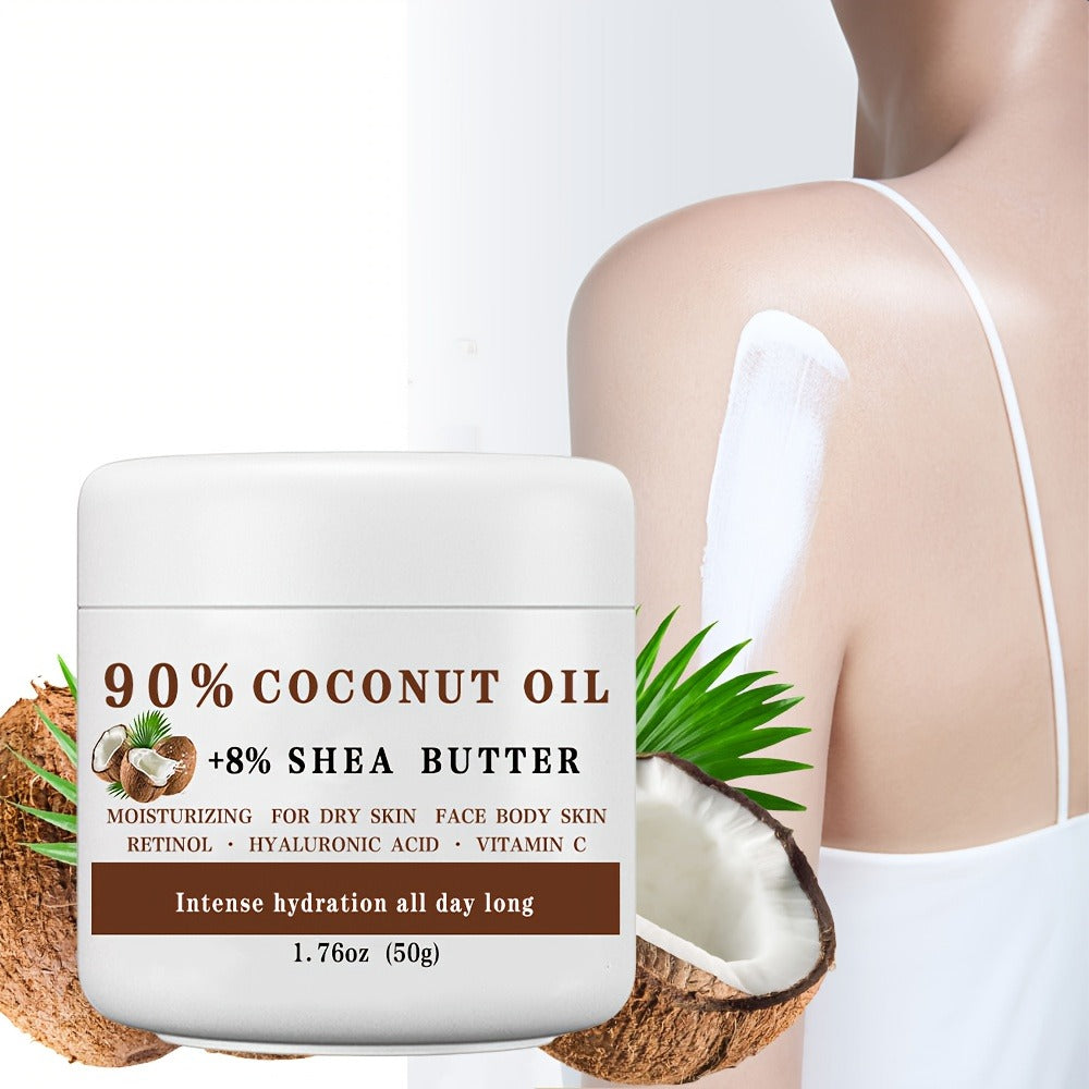 Coconut Oil & Shea Butter Moisturizing Cream 1.76 oz, 90% Coconut Oil, Retinol & Hyaluronic Acid — image 1