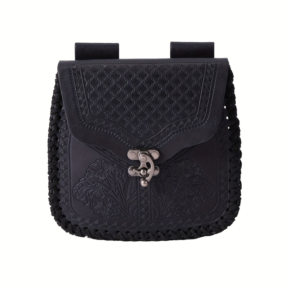 Dragon Embossed Faux Leather Waist Bag, Medieval Viking Norse Style Belt Pouch, Coin Purse Hip Bag for Renaissance Faire — im