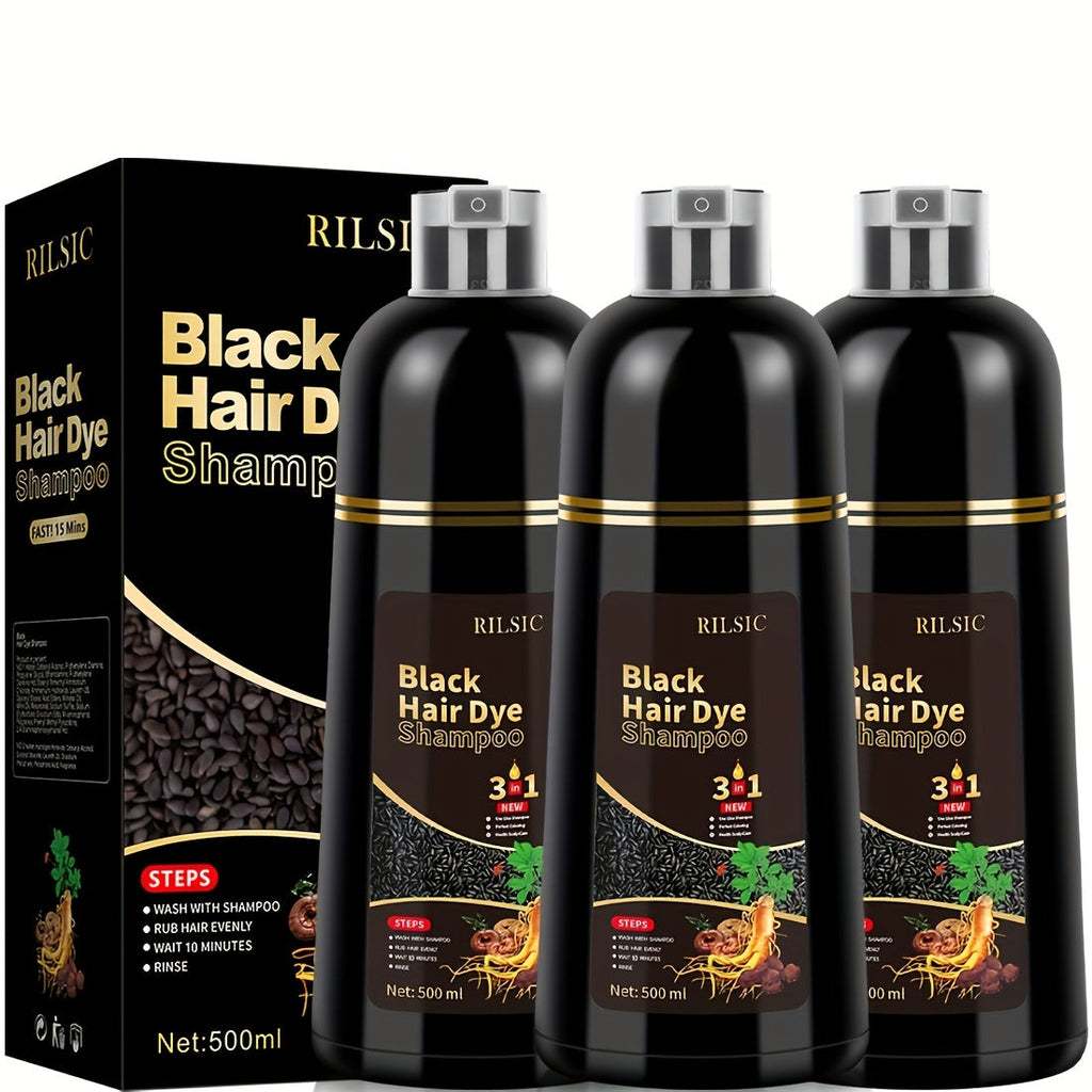 Hair Dye Shampoo, RILSIC Three-Pack of 500ml Bottles in Black, Brown, Dark Brown or Chestnut Brown — image 16