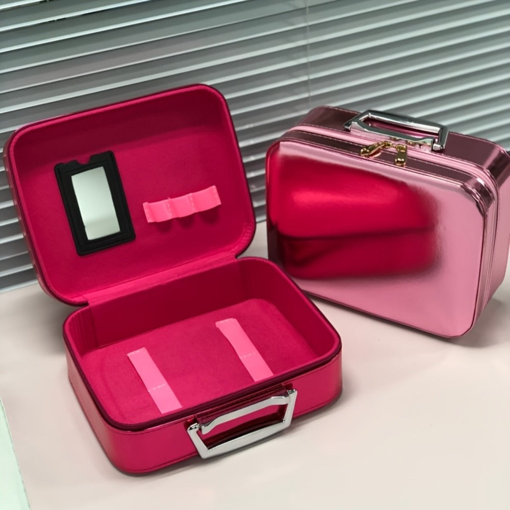 Glitter Makeup Travel Case Hard Shell Large Capacity Flat Lay Organizer Luxury Cosmetic Storage Box for Women Portable Fits i