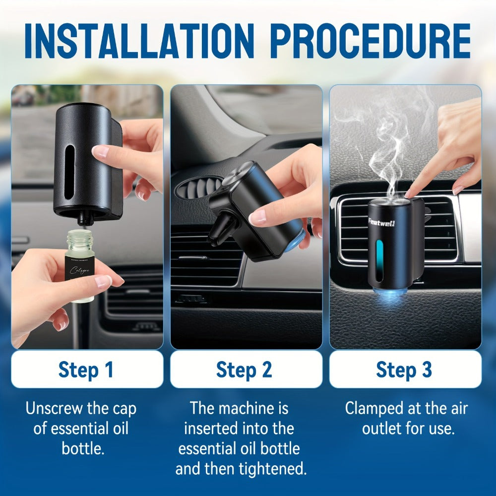 Car Essential Oil Diffuser – USB Aromatherapy Air Freshener with 3 Adjustable Mist Modes, Humidifier & Fragrance Diffuser for